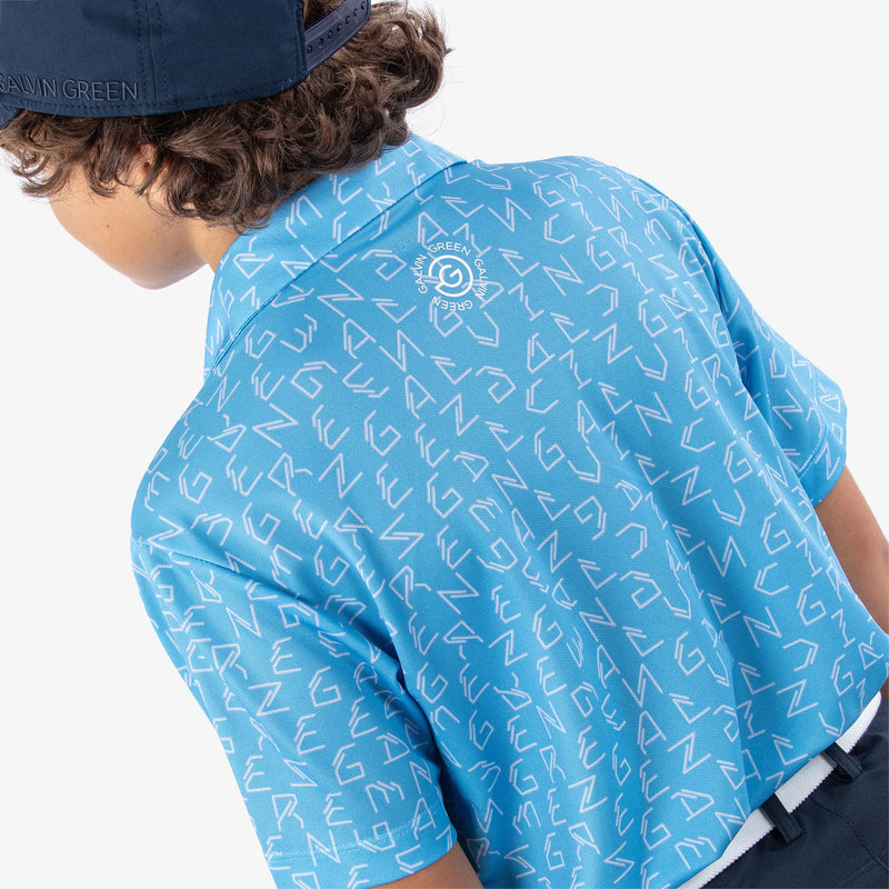 Rickie is a Breathable short sleeve golf shirt for Juniors in the color Alaskan Blue(6)