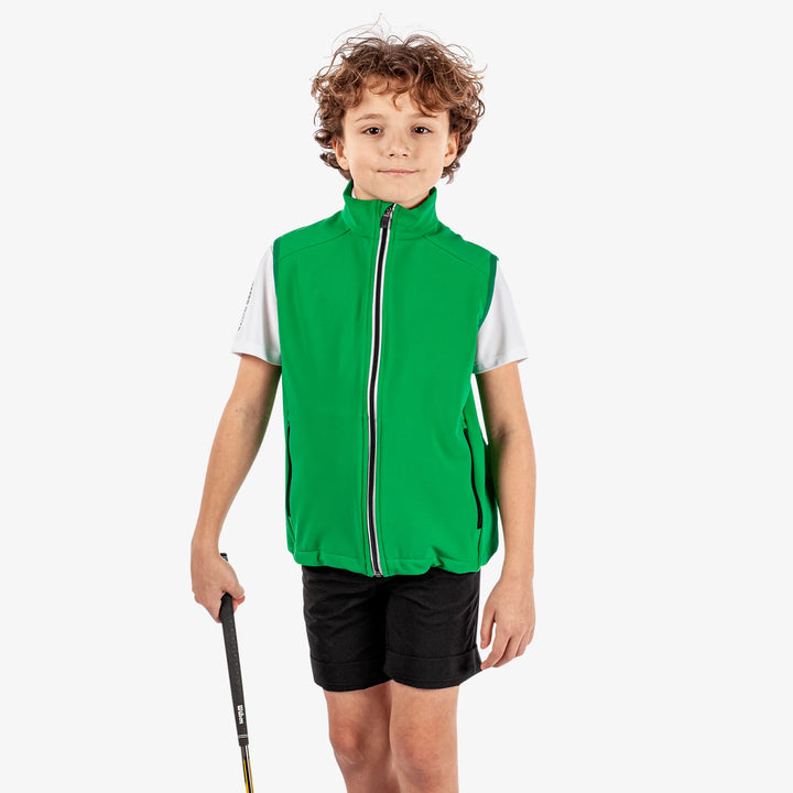 Rio is a Windproof and water repellent golf vest for Juniors in the color Golf Green(1)