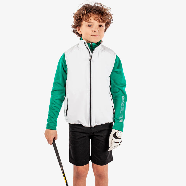 Rio is a Windproof and water repellent golf vest for Juniors in the color White(1)