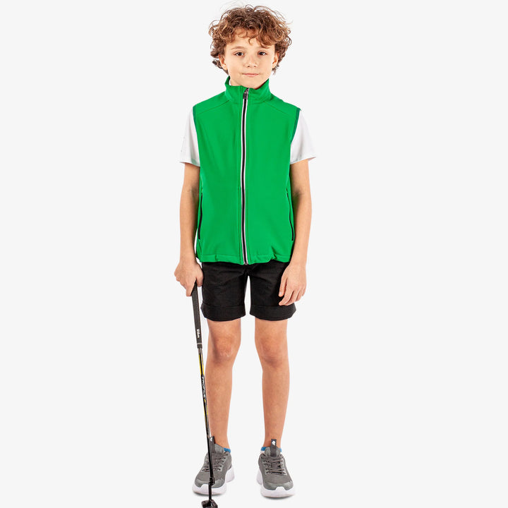 Rio is a Windproof and water repellent golf vest for Juniors in the color Golf Green(2)