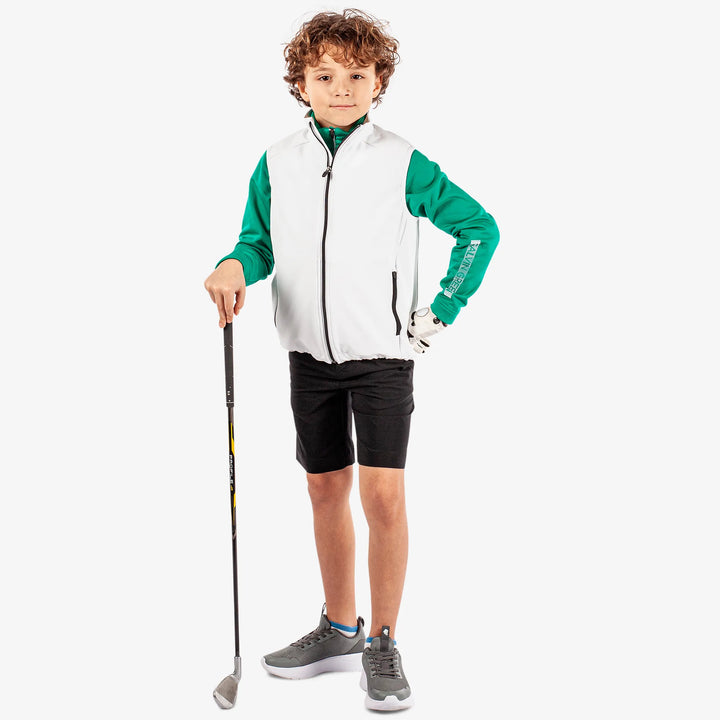 Rio is a Windproof and water repellent golf vest for Juniors in the color White(2)