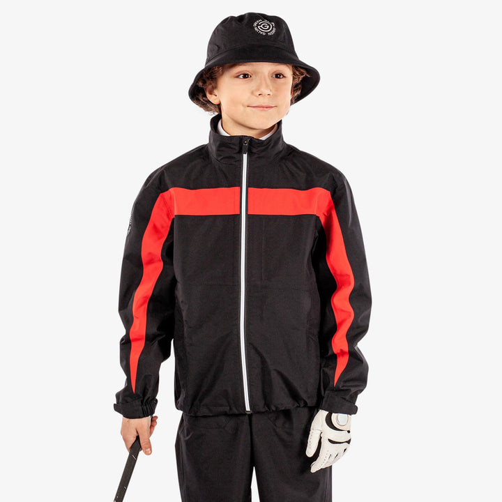 Robert is a Waterproof golf jacket for Juniors in the color Black/Red(1)