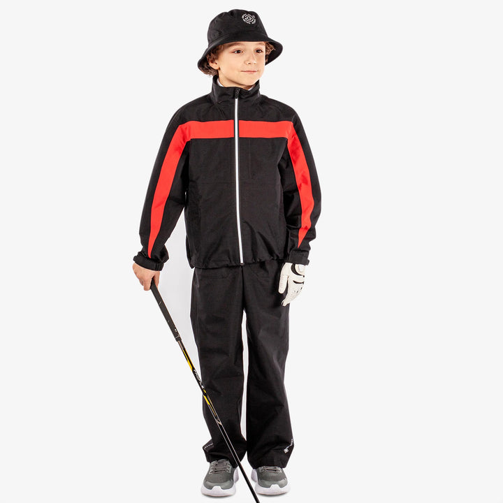 Robert is a Waterproof golf jacket for Juniors in the color Black/Red(2)