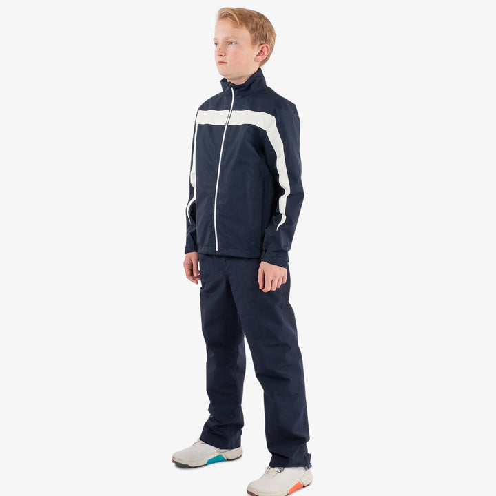 Robert is a Waterproof golf jacket for Juniors in the color Navy/White(2)