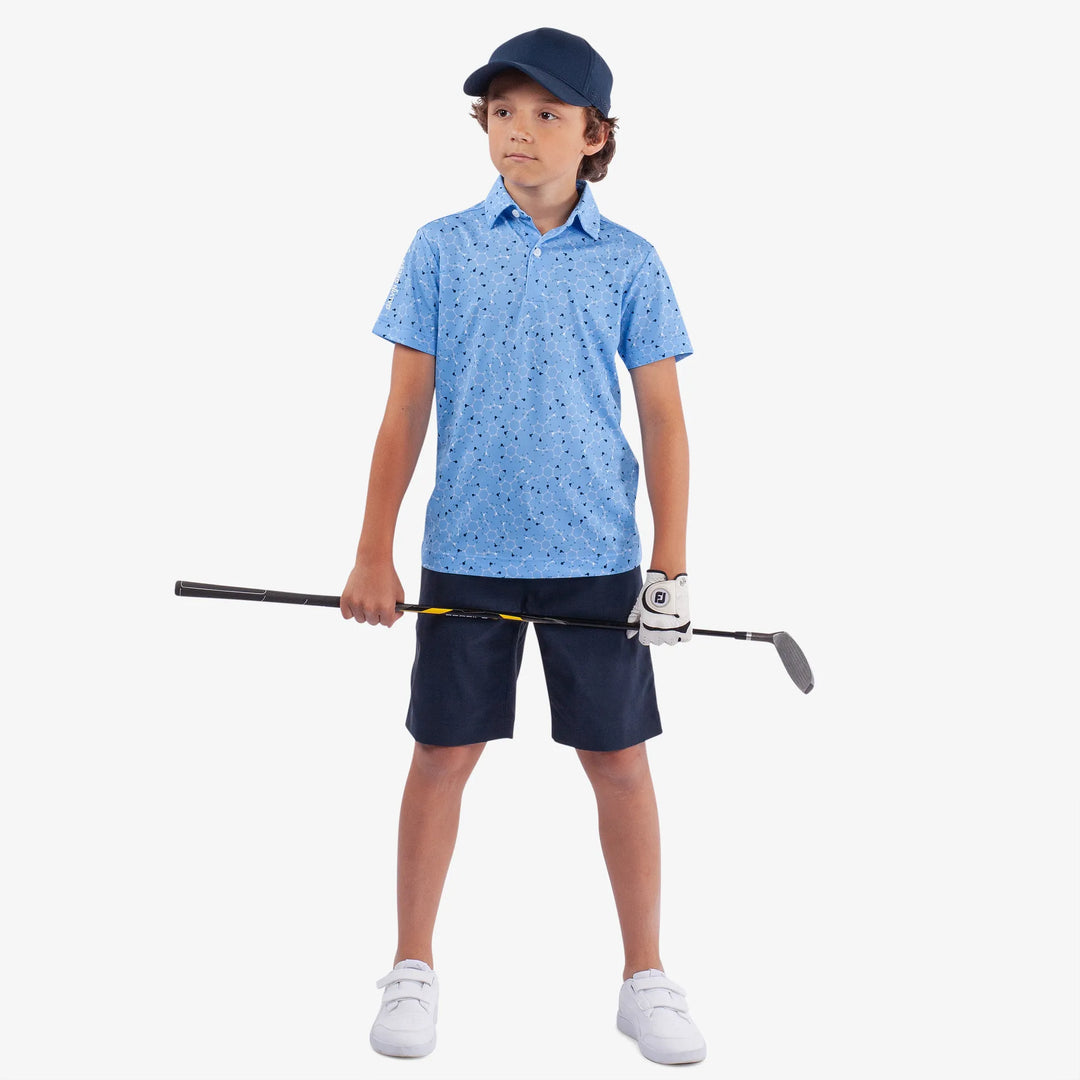 Rocco is a Breathable short sleeve golf shirt for Juniors in the color Alaskan Blue/Navy(2)