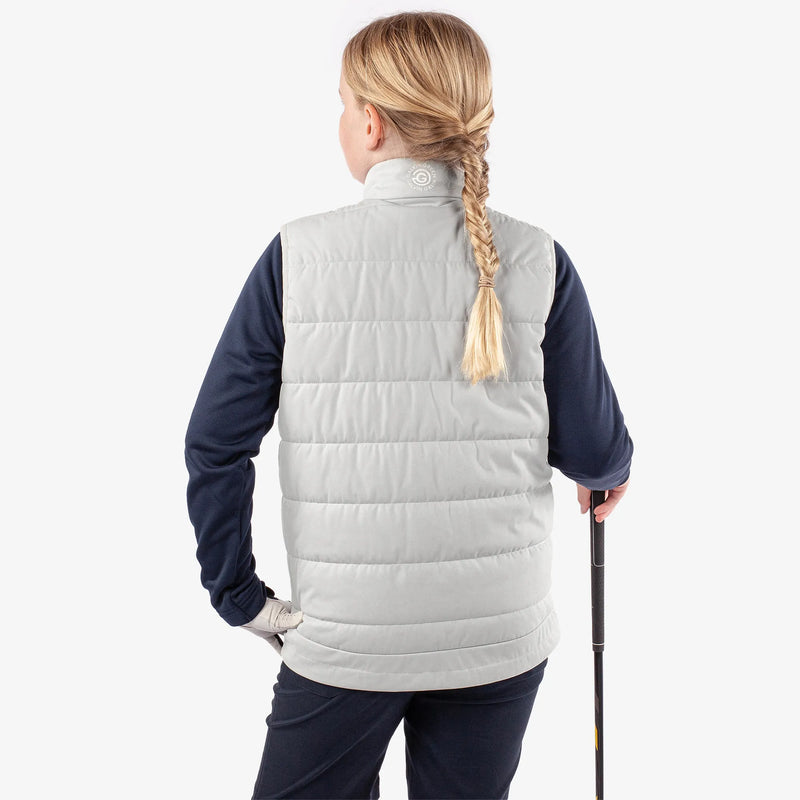 Ronie is a Windproof and water repellent golf vest for Juniors in the color Cool Grey/White(6)