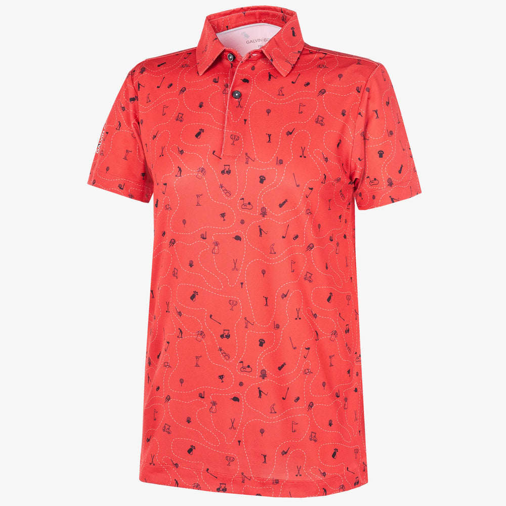Rowan is a Breathable short sleeve golf shirt for Juniors in the color Red/Black(0)