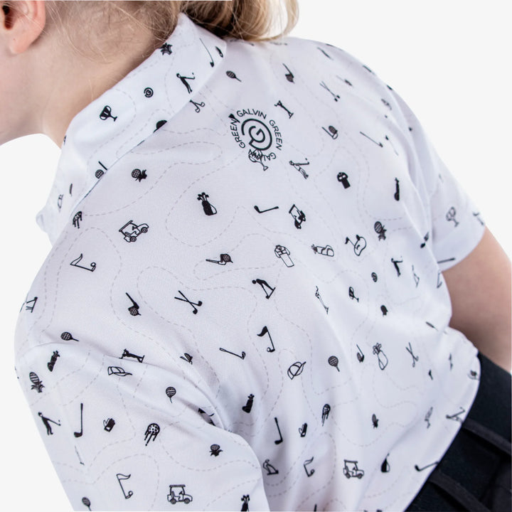 Rowan is a Breathable short sleeve golf shirt for Juniors in the color White/Black(5)