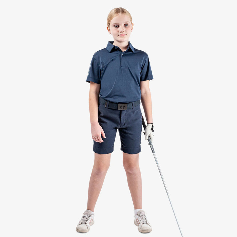 Rylan is a Breathable short sleeve golf shirt for Juniors in the color Navy(2)