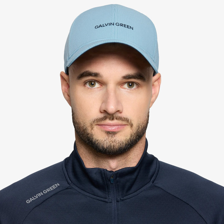 Shane is a Breathable golf hat in the color Crystal Blue/Navy(2)
