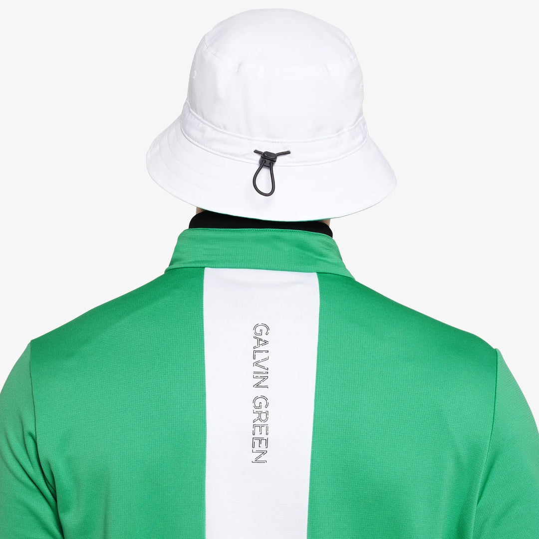 White Cotton Bucket Hat – Lightweight, Made In USA, Green Under Brim For Sun Protection