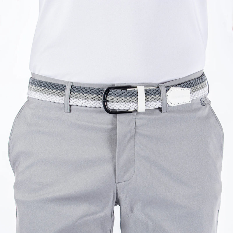 Will is a Elastic golf belt in the color White/Cool Grey/Sharkskin(2)