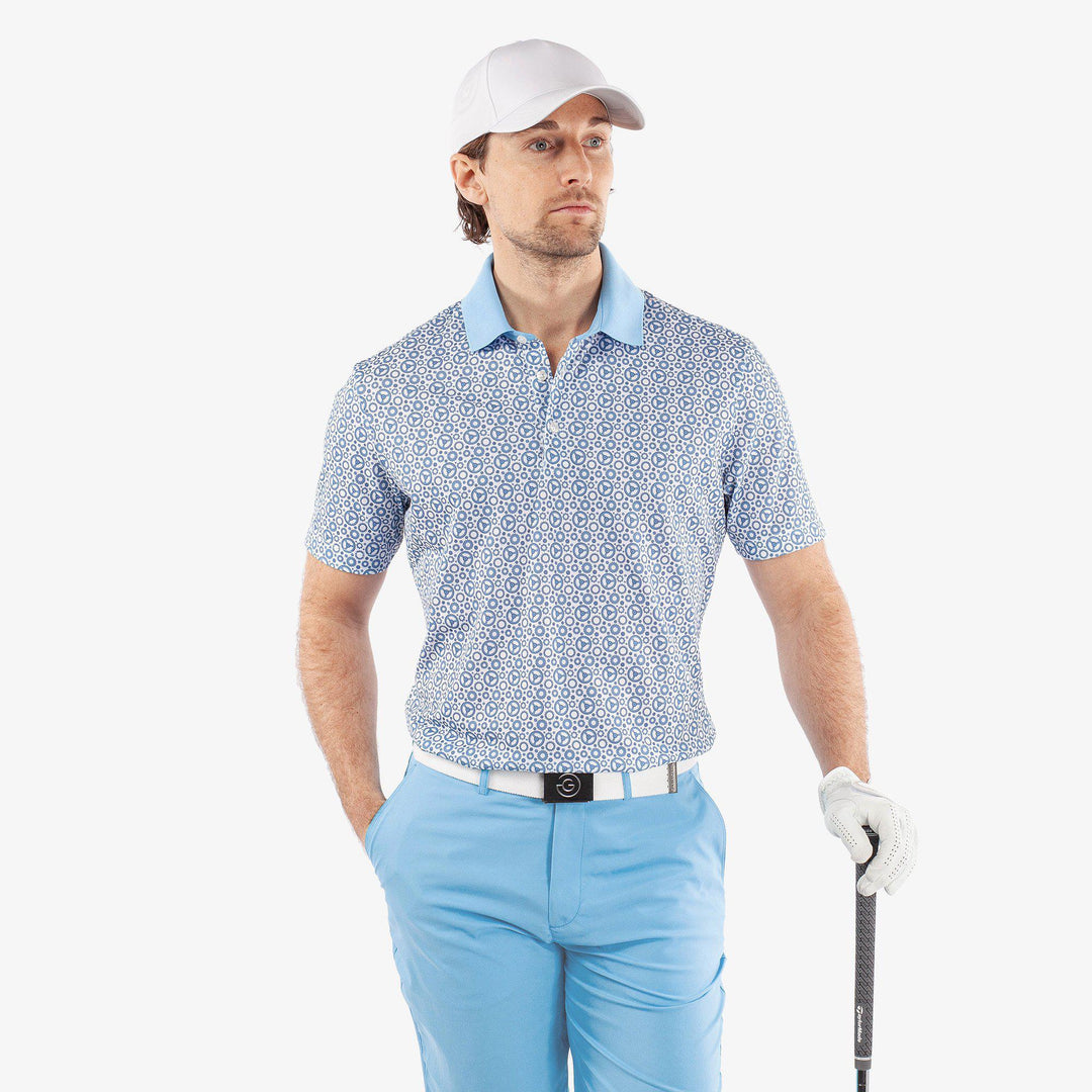 Miracle is a Breathable short sleeve golf shirt for Men in the color Alaskan Blue/White(1)