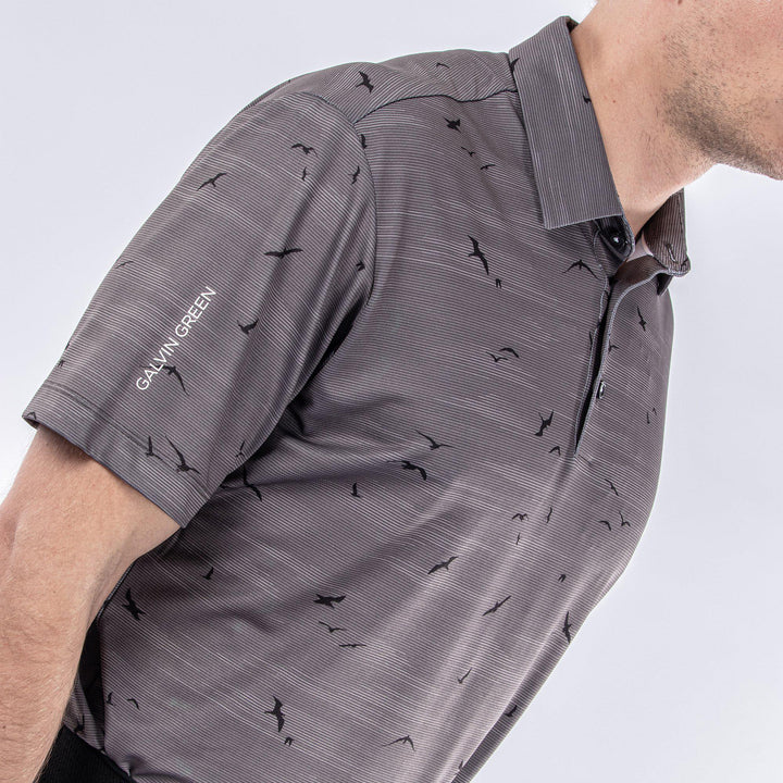 Marin is a Breathable short sleeve golf shirt for Men in the color Forged Iron/Black (3)