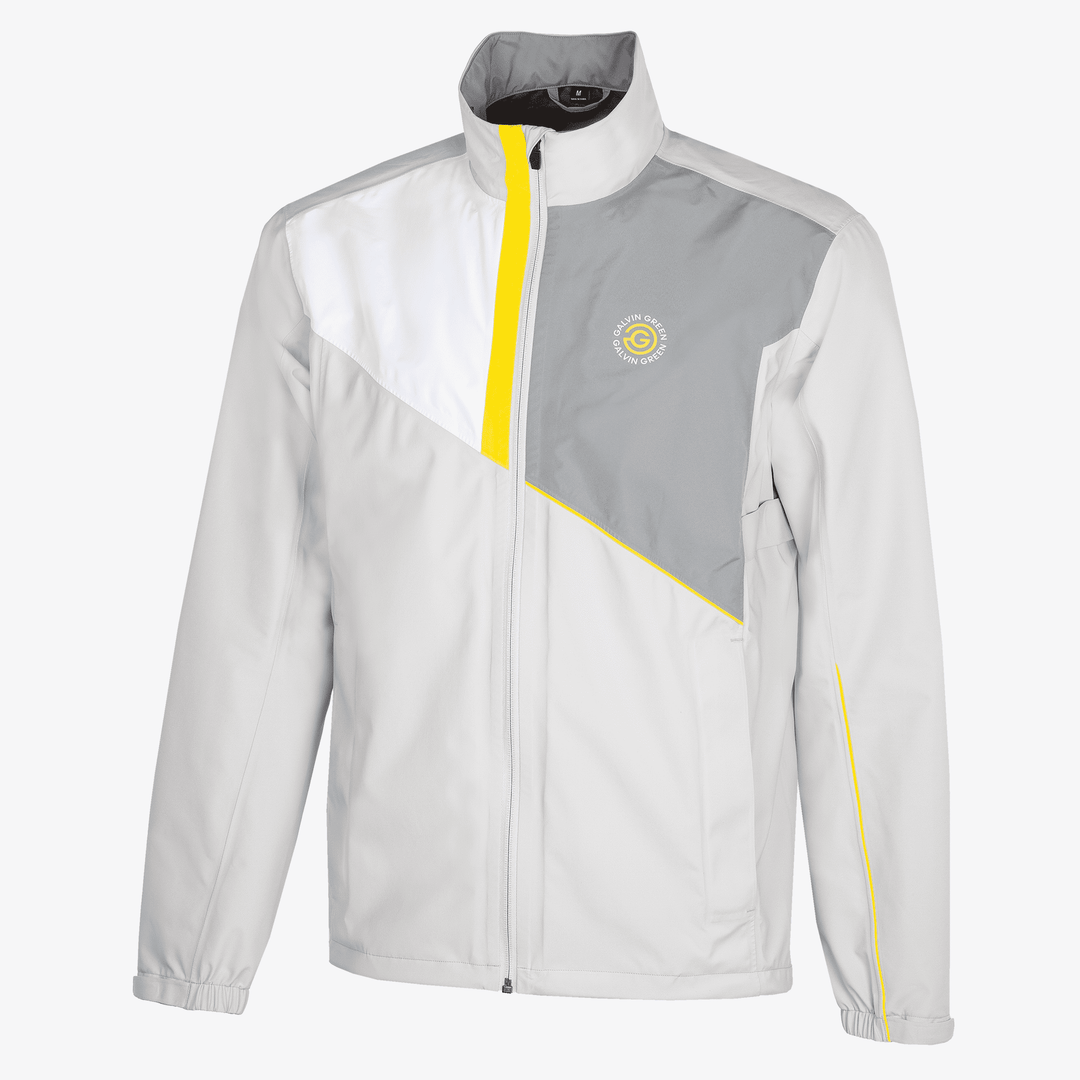 Apollo  is a Waterproof jacket for Men in the color Cool Grey/Sharkskin/Yellow(0)