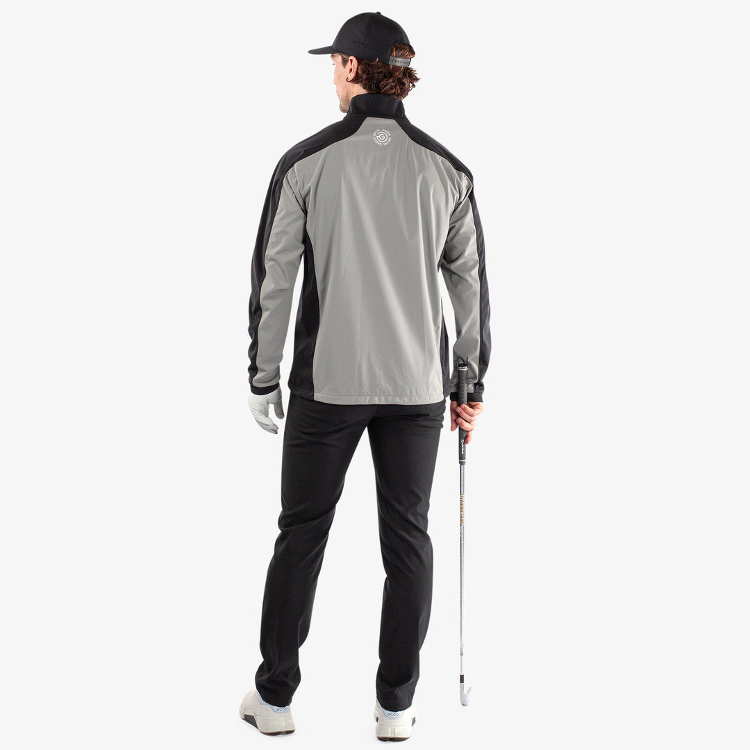 Lawrence is a Windproof and water repellent golf jacket for Men in the color Sharkskin/Black/Sunny Lime(6)