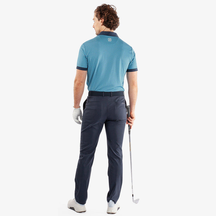 Mate is a Breathable short sleeve golf shirt for Men in the color Aqua/Navy(6)