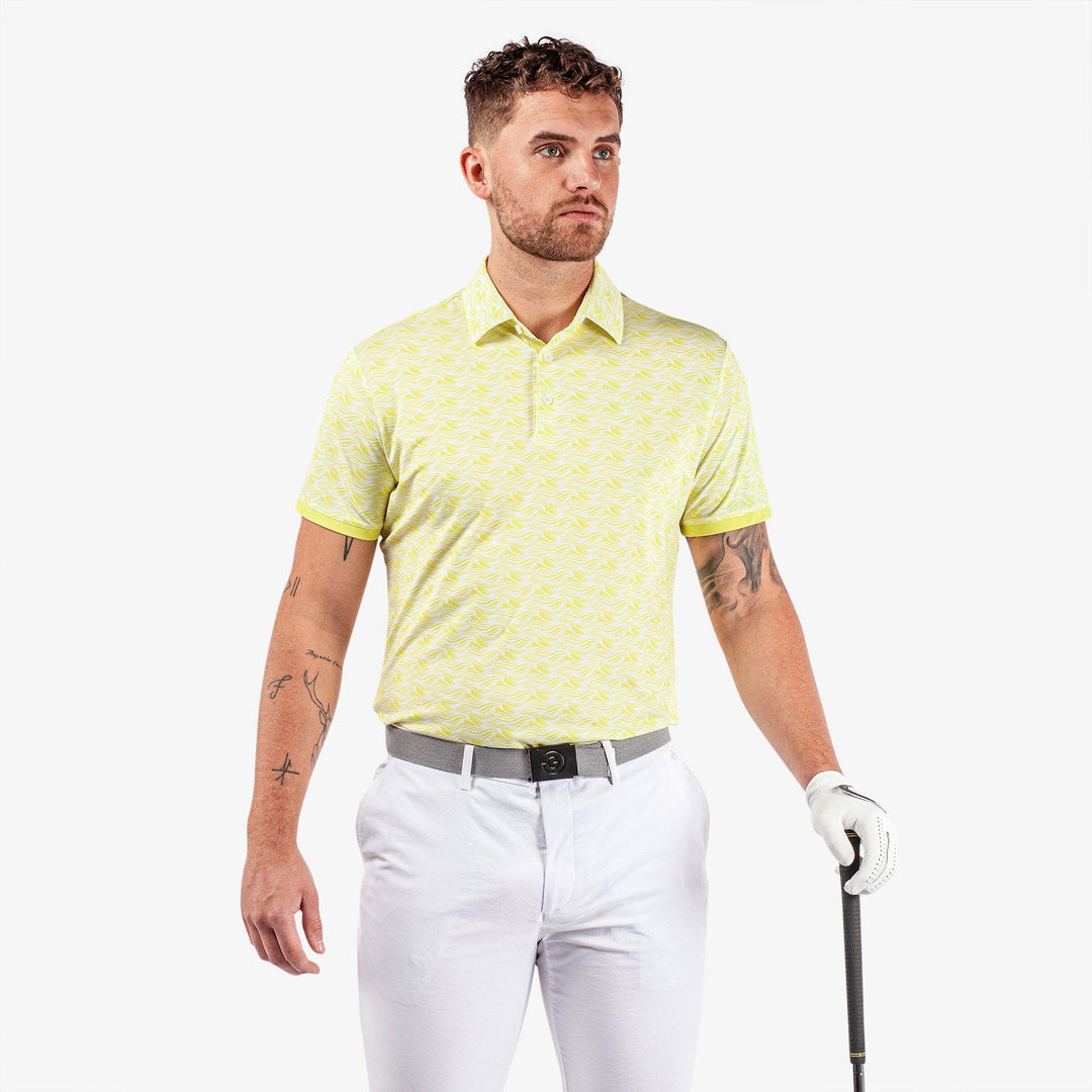 Madden is a Breathable short sleeve golf shirt for Men in the color Sunny Lime/White(1)