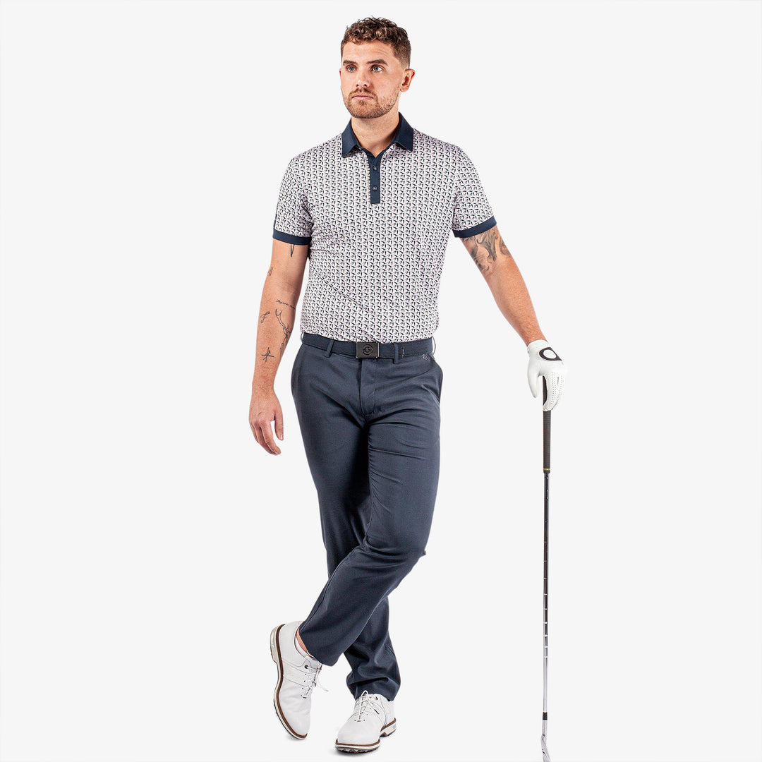Malcolm is a Breathable short sleeve golf shirt for Men in the color Cool Grey/Navy/White(2)