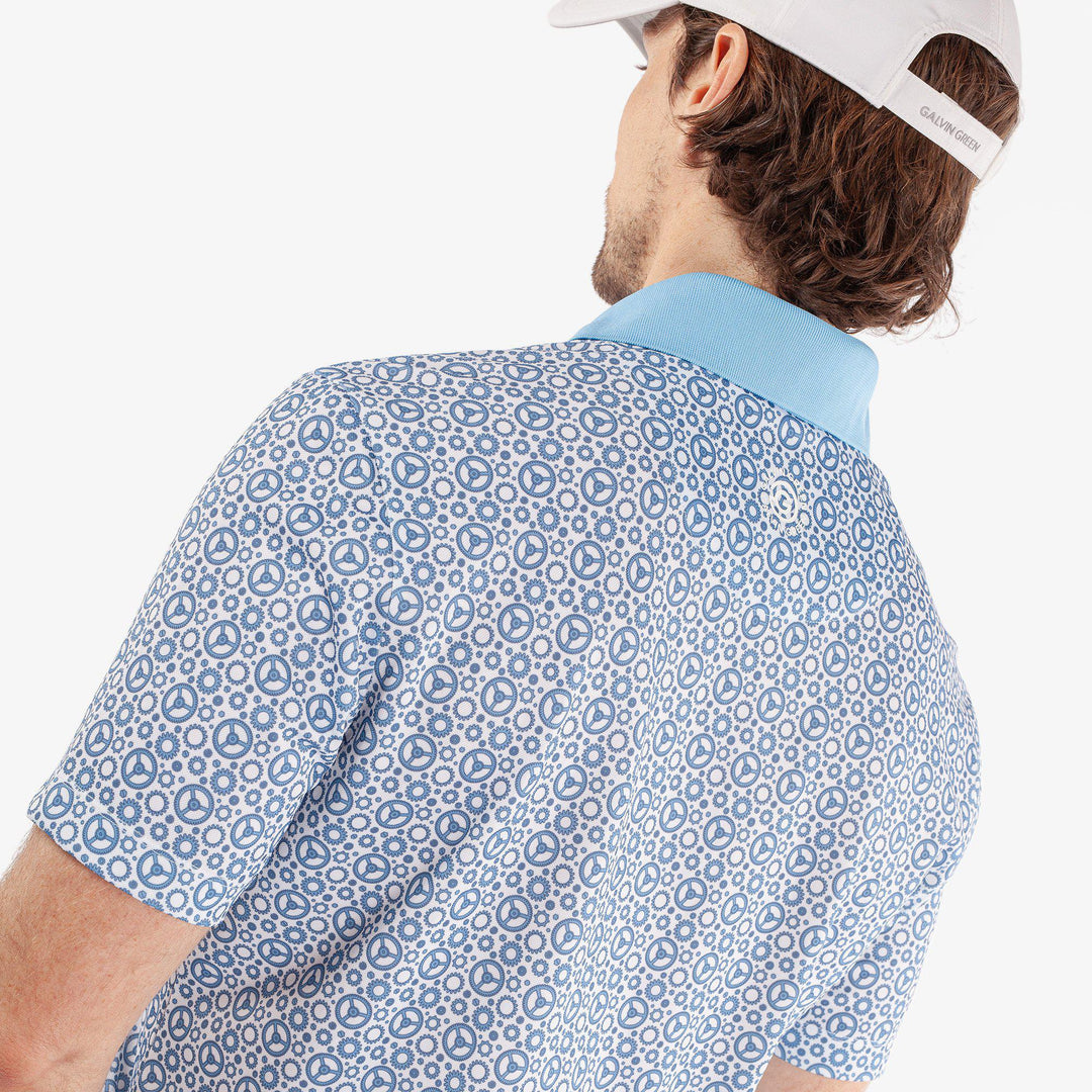 Miracle is a Breathable short sleeve golf shirt for Men in the color Alaskan Blue/White(5)