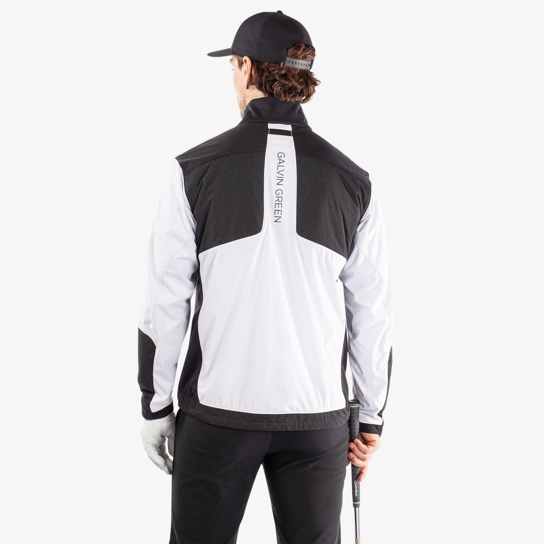 Layton is a Windproof and water repellent golf jacket for Men in the color White/Black(5)
