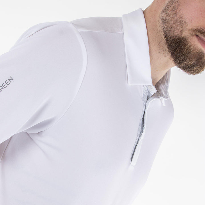 Milan is a Breathable short sleeve golf shirt for Men in the color White(5)