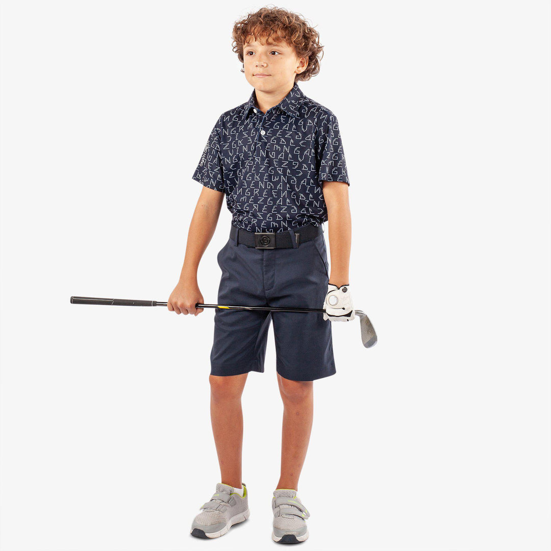 Rickie is a Breathable short sleeve golf shirt for Juniors in the color Navy(3)