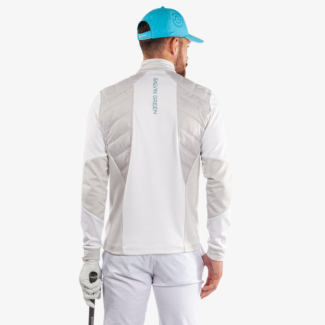 Durante is a Insulating golf mid layer for Men in the color White/Cool Grey/Aqua(4)
