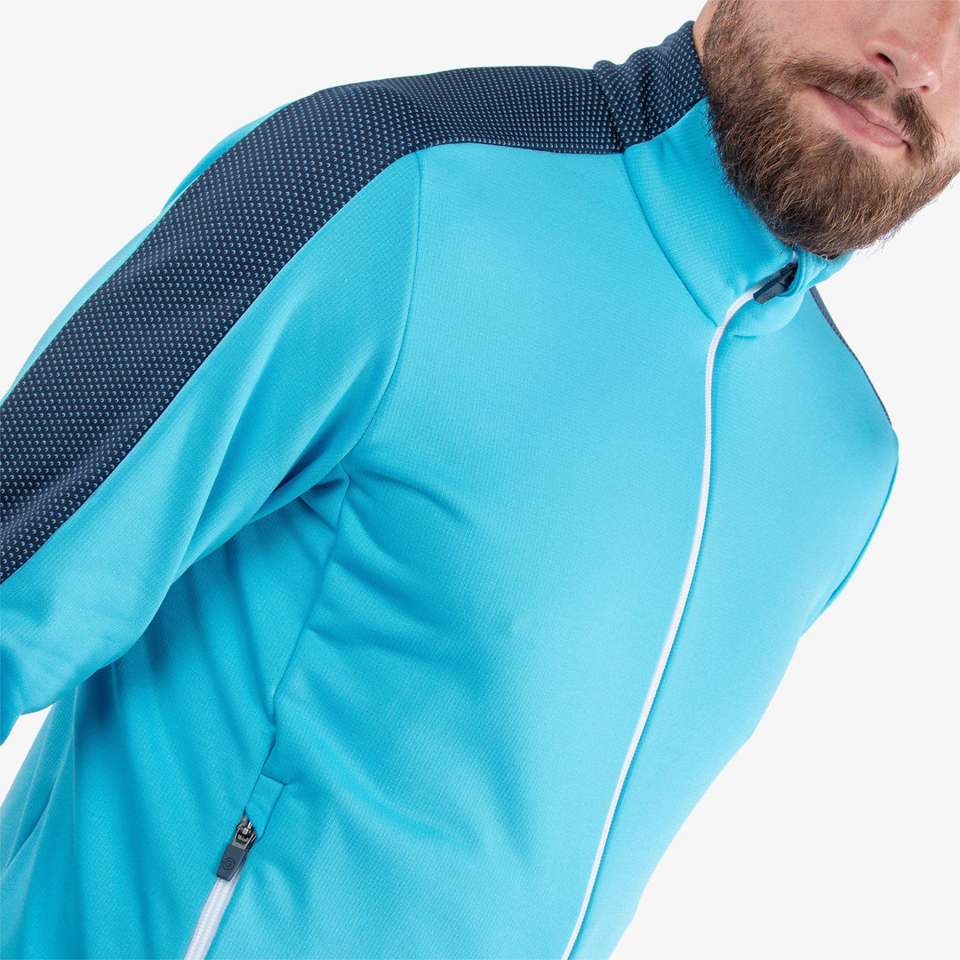 Dawson is a Insulating mid layer for  in the color Aqua/Navy(3)