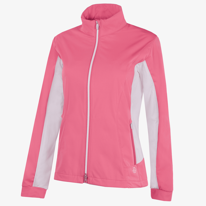Larissa is a Windproof and water repellent golf jacket for Women in the color Camelia Rose/White(0)
