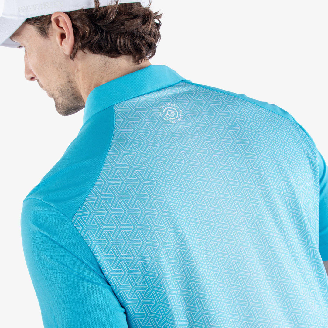 Mile is a Breathable short sleeve shirt for  in the color Aqua/White (5)