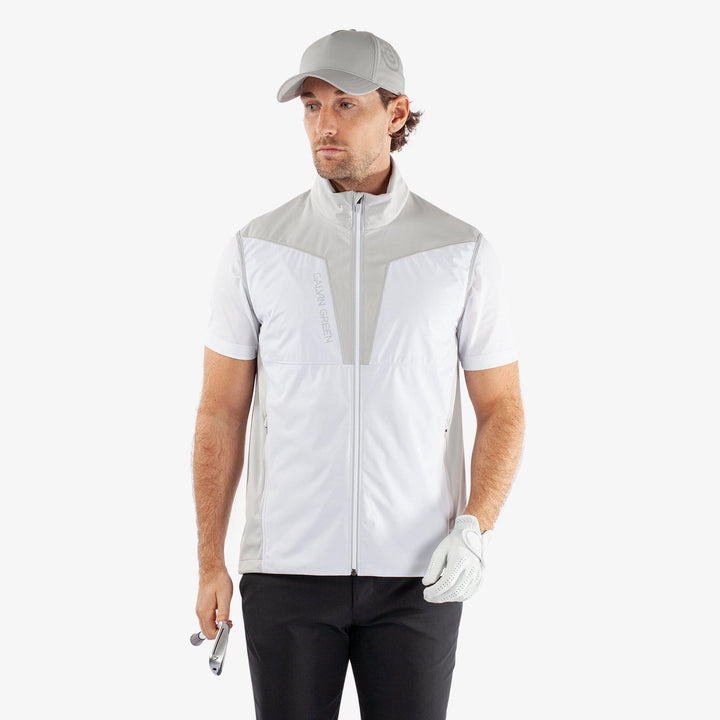 Lathan is a Windproof and water repellent golf vest for Men in the color White/Cool Grey(1)
