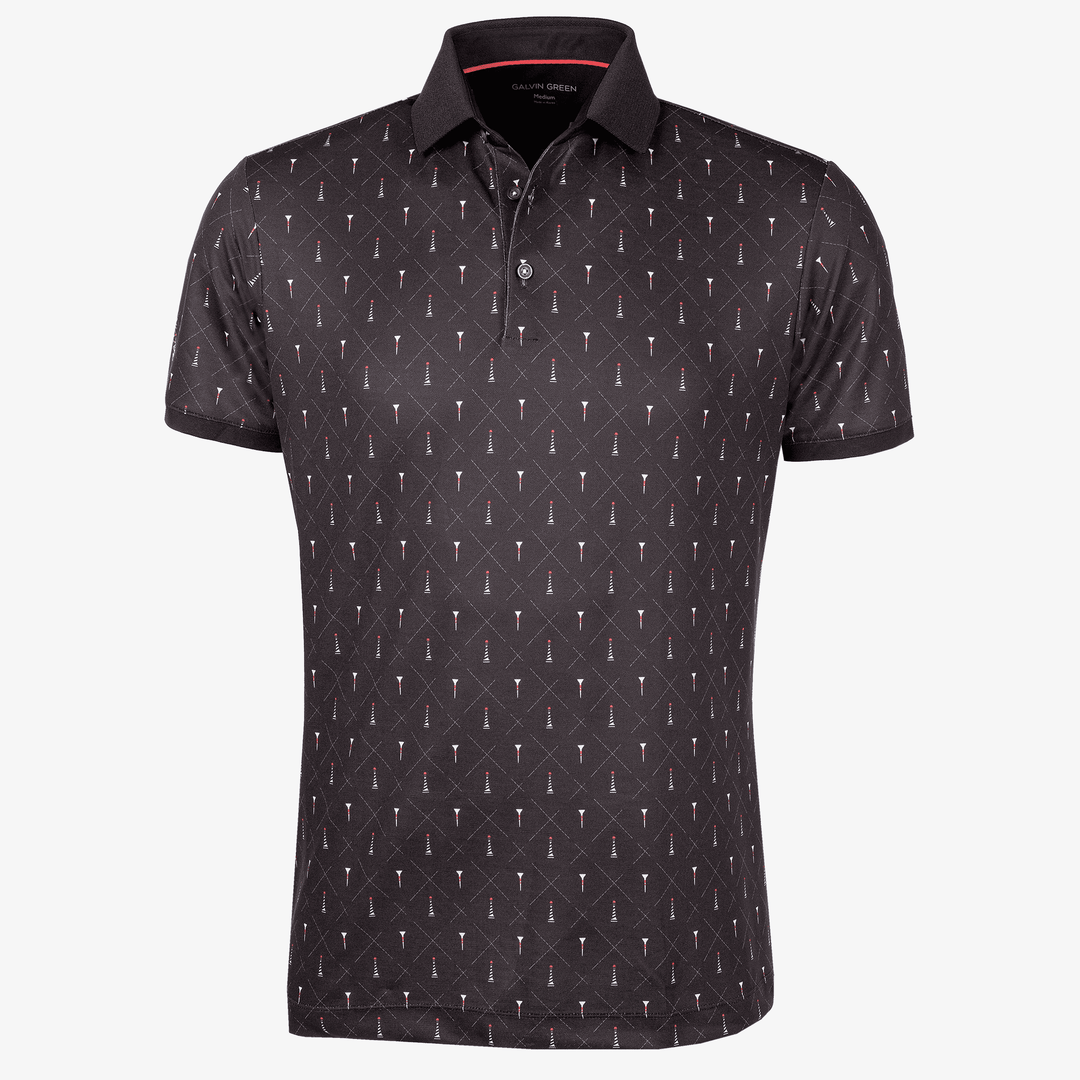 Manolo is a Breathable short sleeve golf shirt for Men in the color Black/White/Red(0)