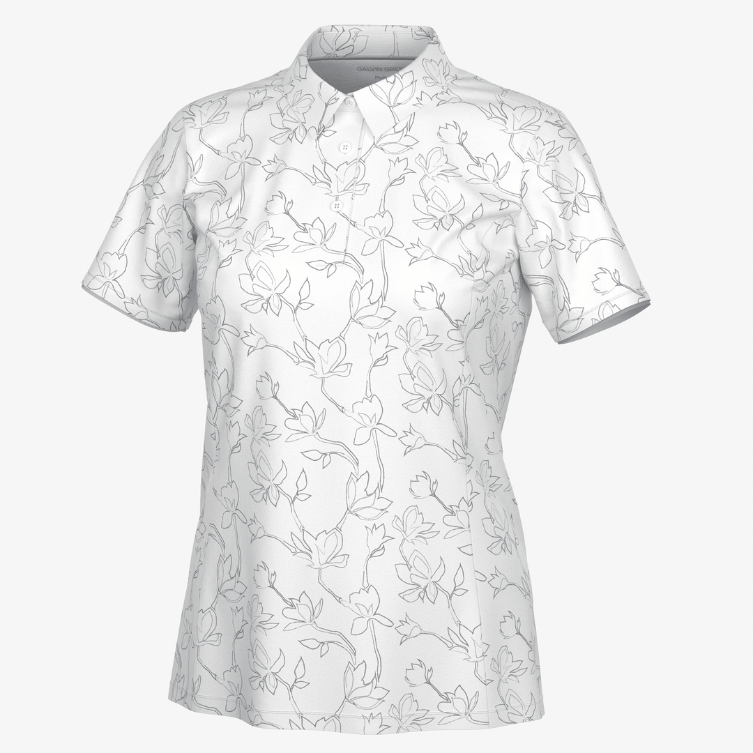 Mallory is a Breathable short sleeve golf shirt for Women in the color White/Cool Grey(0)