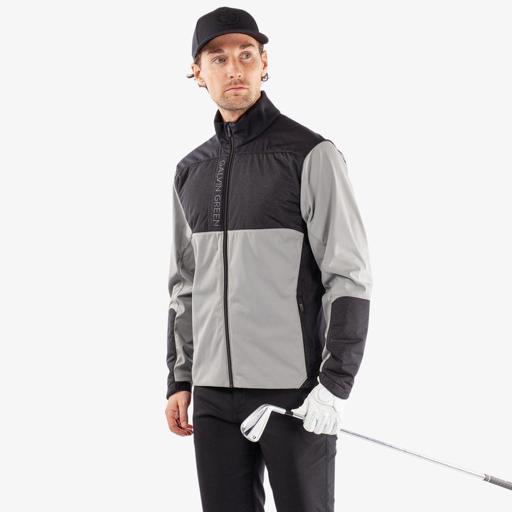 Layton is a Windproof and water repellent golf jacket for Men in the color Sharkskin/Black(1)