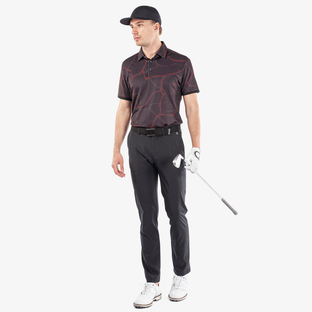 Markos is a Breathable short sleeve golf shirt for Men in the color Black/Red(2)