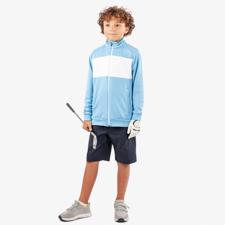 Rex is a Insulating golf mid layer for Juniors in the color Alaskan Blue/White(3)