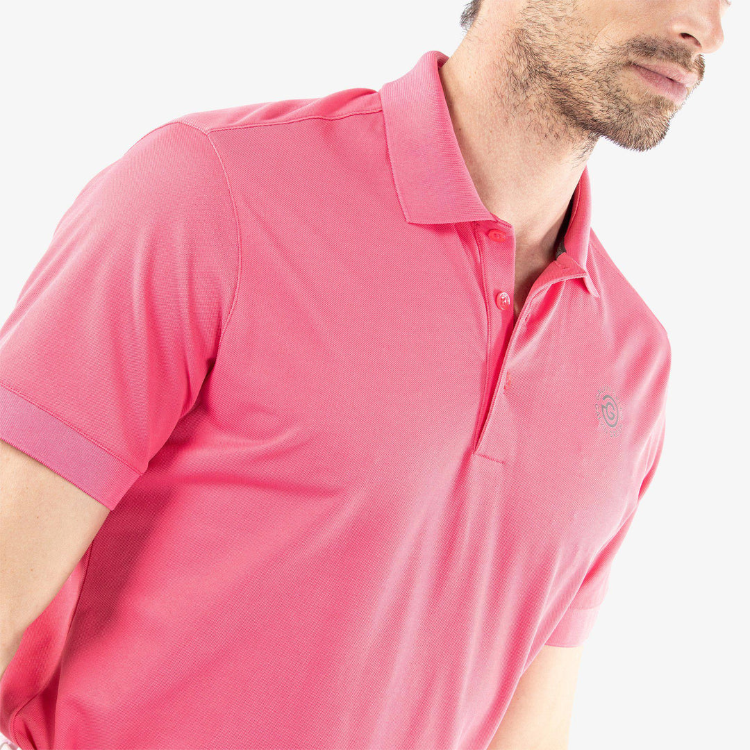 Maximilian is a Breathable short sleeve golf shirt for Men in the color Camelia Rose(3)