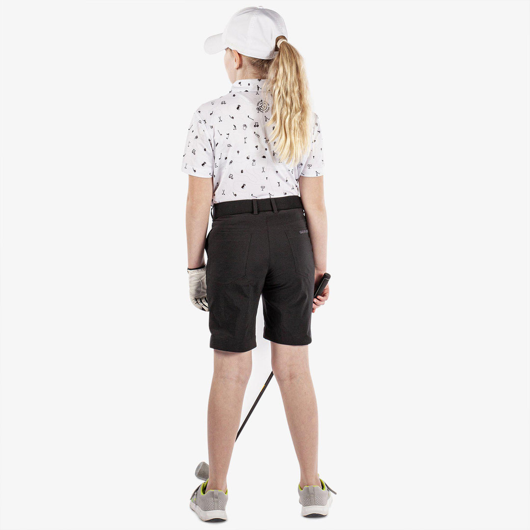 Rowan is a Breathable short sleeve golf shirt for Juniors in the color White/Black(6)