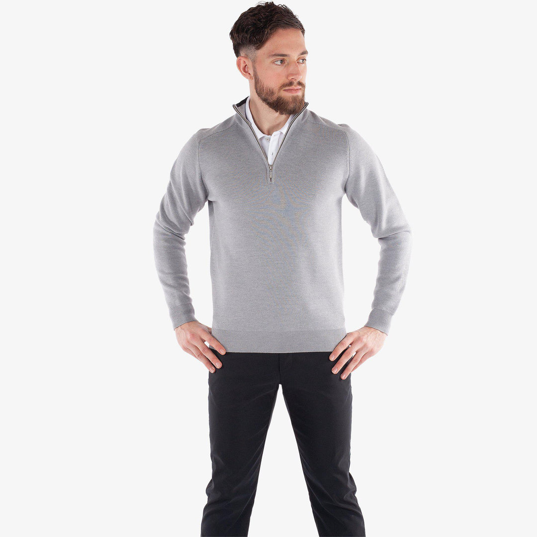 Chester is a Merino golf sweater for Men in the color Grey melange(2)