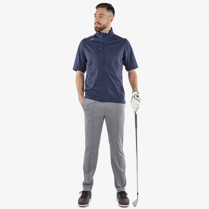 Livingston is a Windproof and water repellent short sleeve golf jacket for  in the color Navy(2)