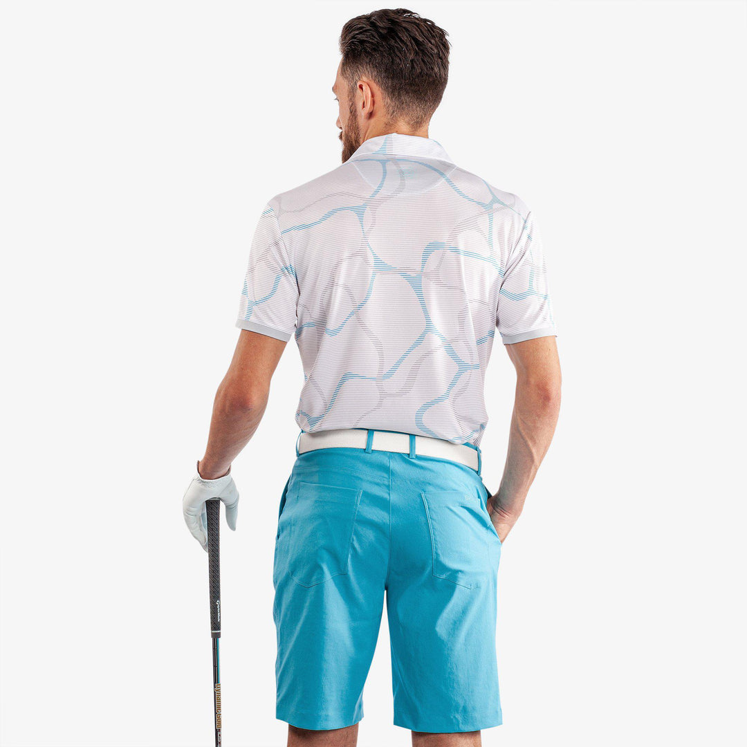 Markos is a Breathable short sleeve golf shirt for Men in the color Cool Grey/Aqua(6)