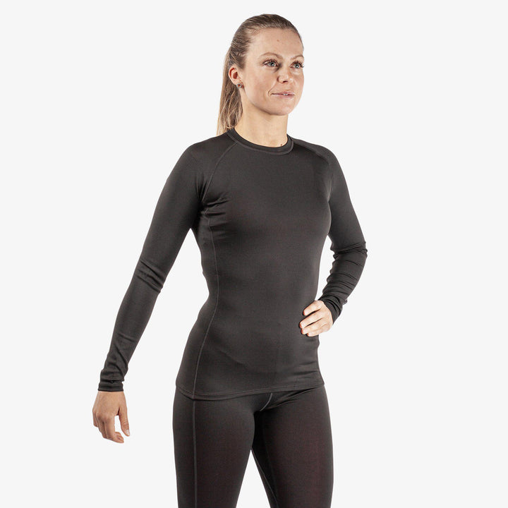 Elaine is a Thermal base layer golf top for Women in the color Black/Red(1)