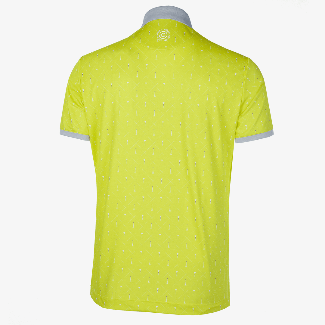 Manolo is a Breathable short sleeve golf shirt for Men in the color Sunny Lime/Cool Grey/White(8)