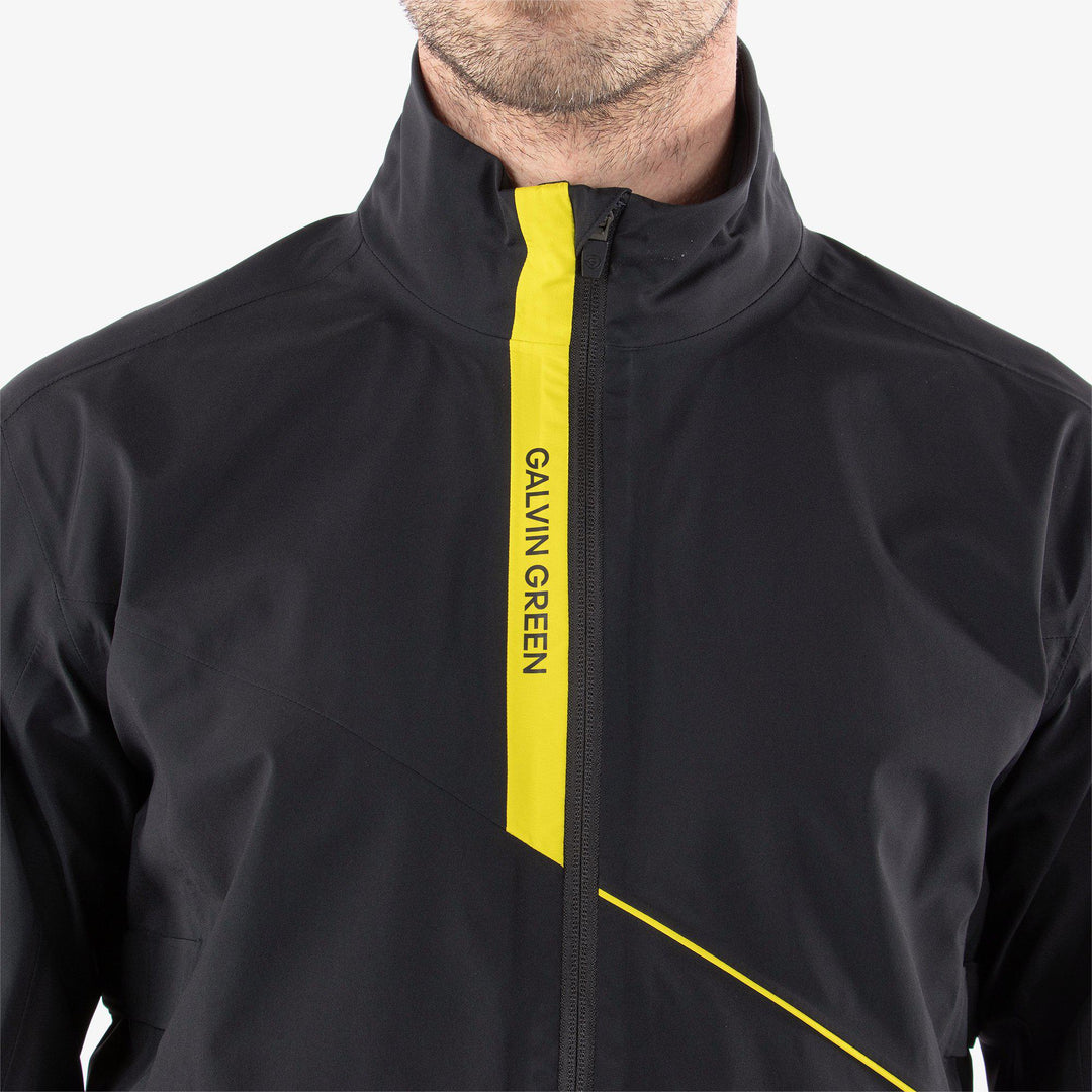 Apollo  is a Waterproof jacket for  in the color Black/Sunny Lime(4)