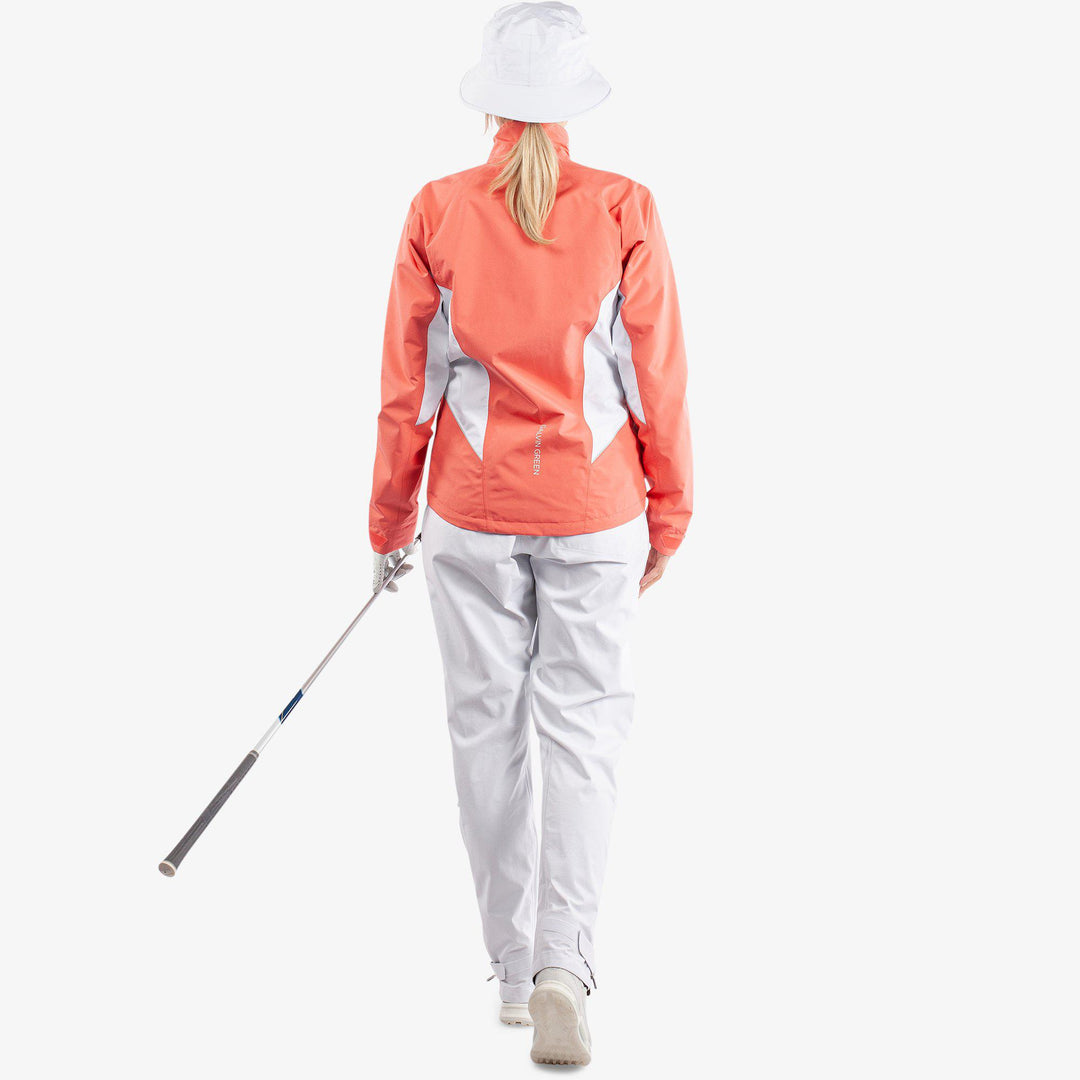 Aida is a Waterproof jacket for  in the color Coral/White/Cool Grey(9)