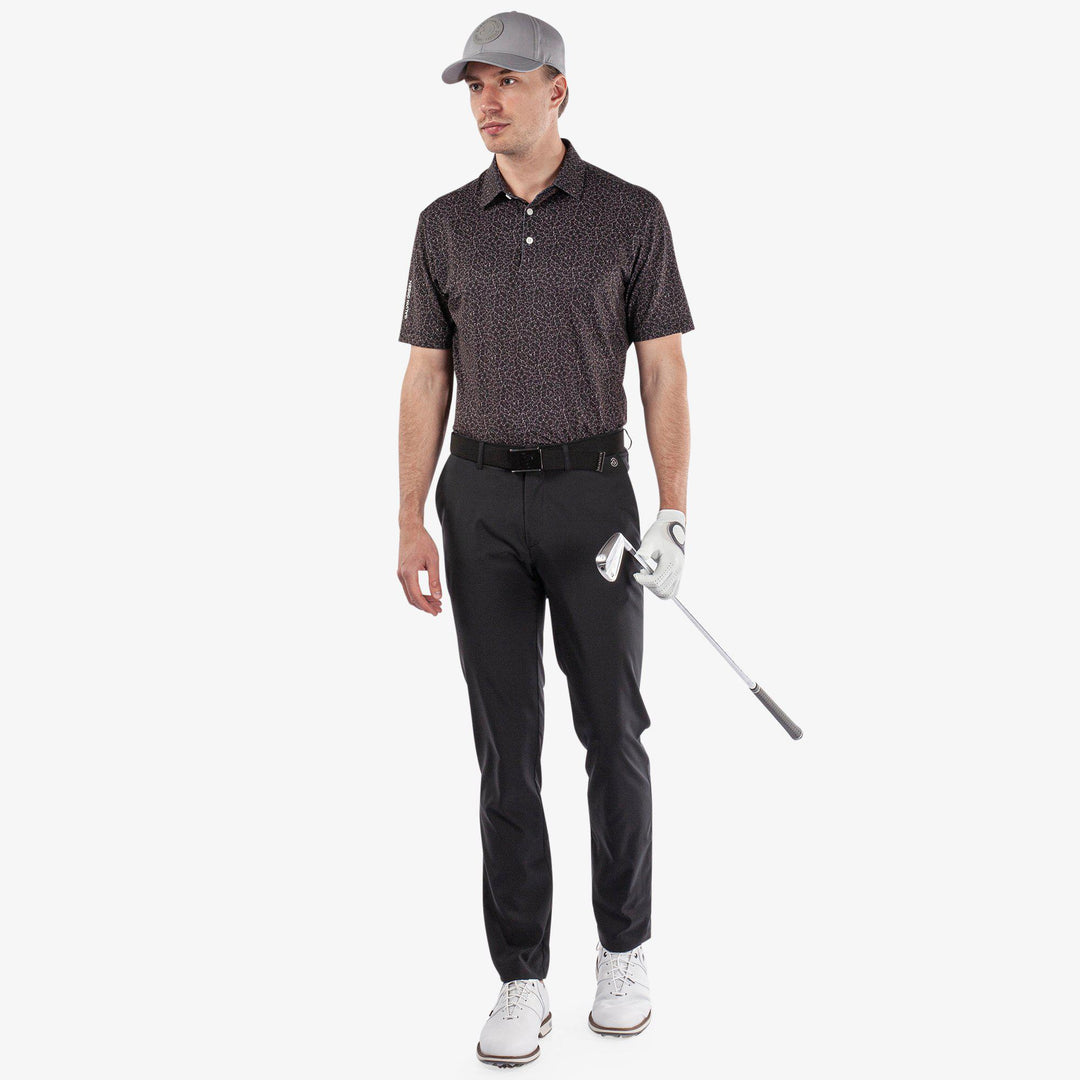 Mani is a Breathable short sleeve golf shirt for Men in the color Black(2)