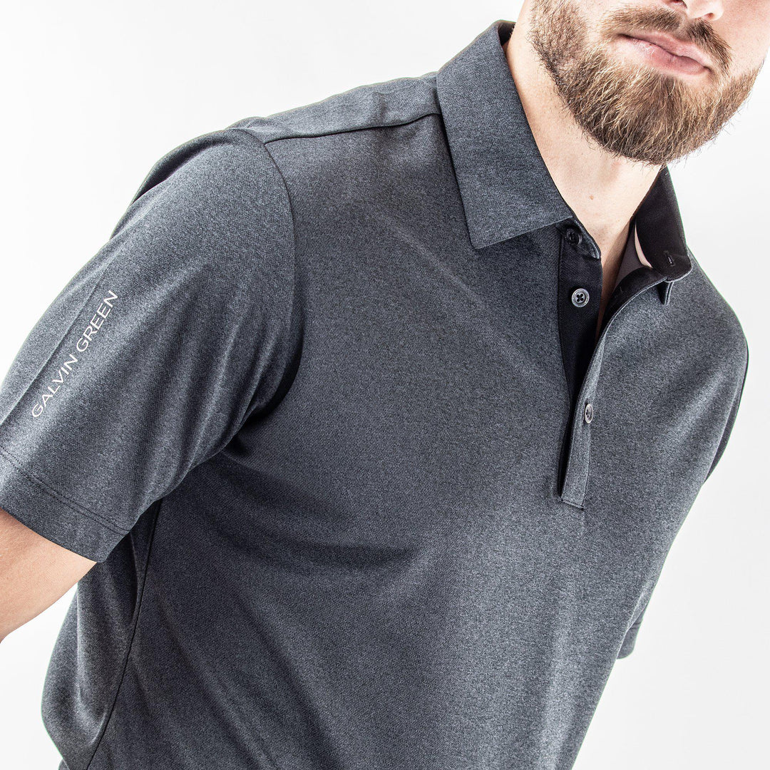 Marv is a Breathable short sleeve golf shirt for Men in the color Black Melange(3)