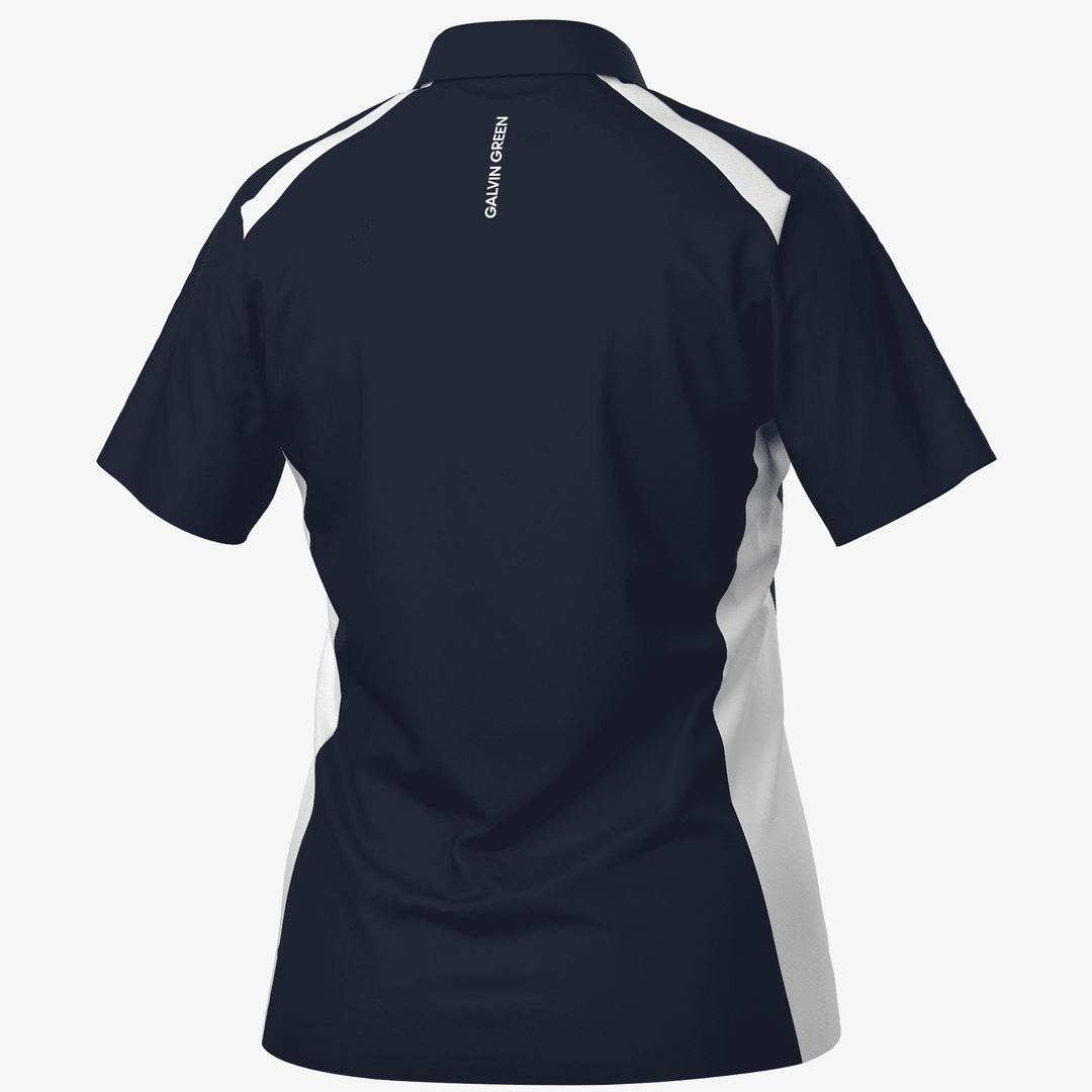 Mirelle is a Breathable short sleeve golf shirt for Women in the color Navy/White(7)