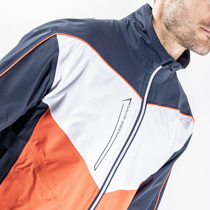 Armstrong is a Waterproof jacket for  in the color Navy/White/Orange (3)
